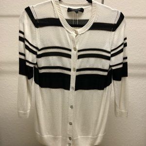 St John Cream Black Gold Sweater 3/4 Sleeve Sz P S